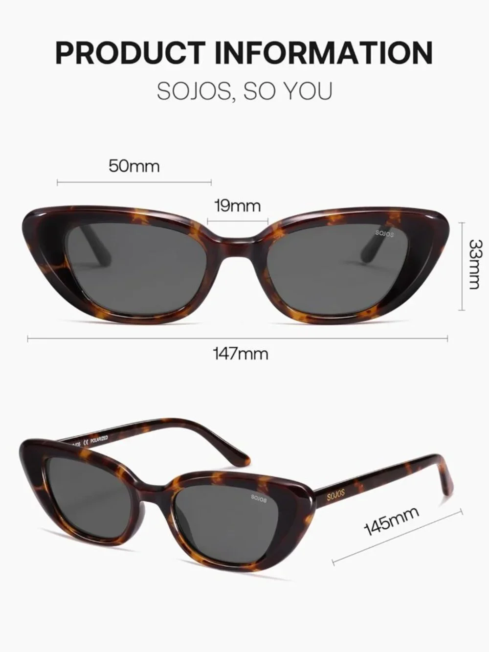 Chic Cat Eye Polarized Sunglasses for Women - Stylish Acetate Frame, UV